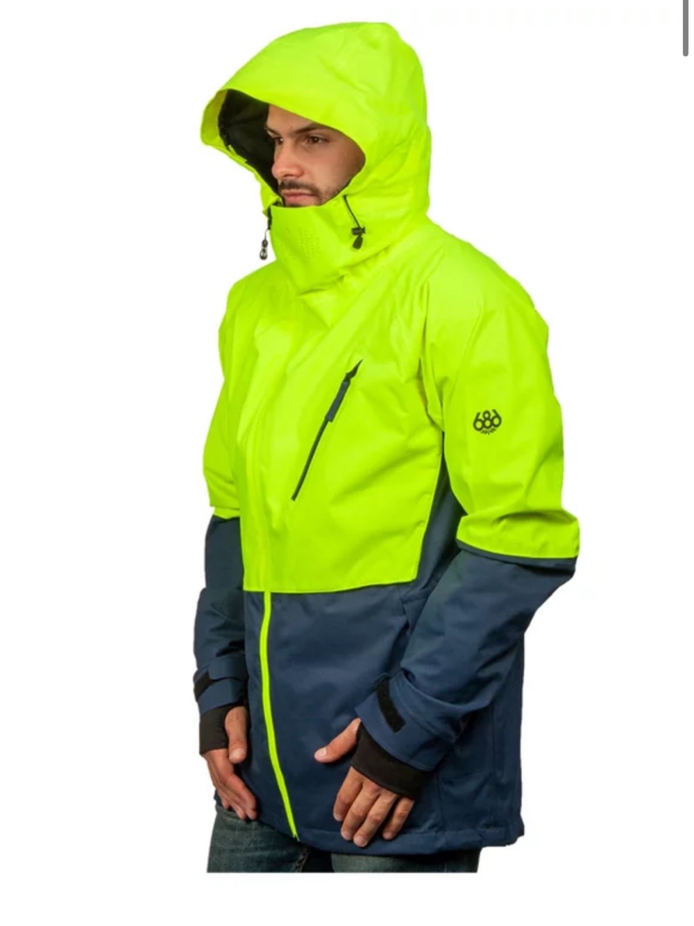 High-Visibility Neon Yellow and Navy Men’s Hooded Jacket